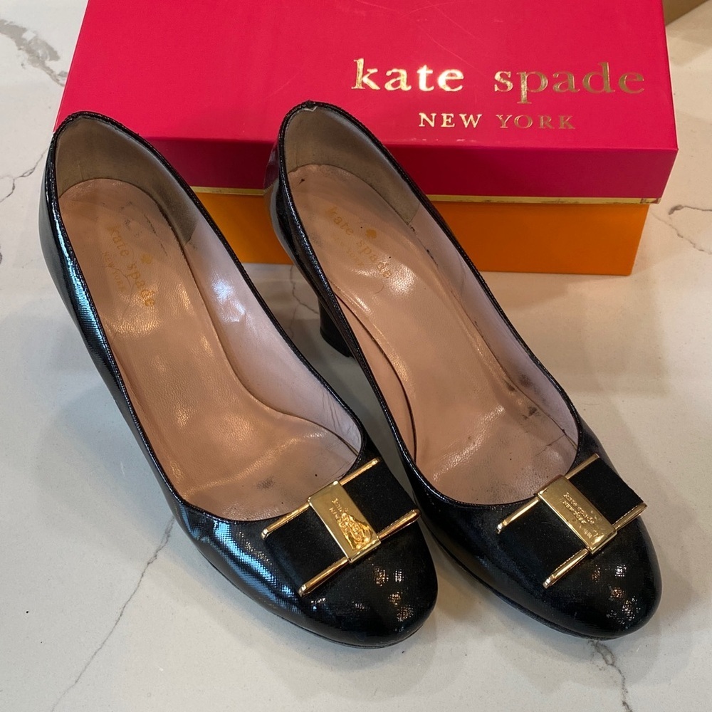 Kate Spade Black Bow Wedges